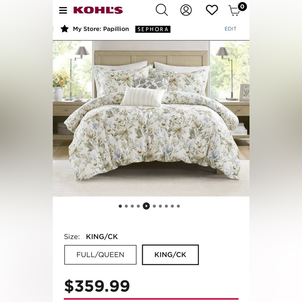 Harbor House Blue Herbal 5 Piece Cotton Sateen Print Duvet Set King NEW - Picture 7 of 9